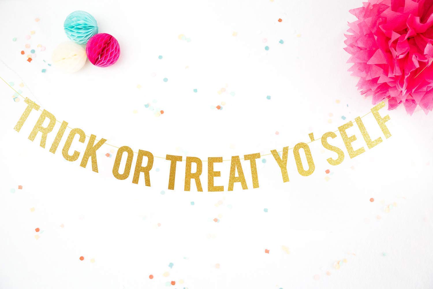 Amazon Com Halloween Banner Glitter Trick Or Treat Yo Self