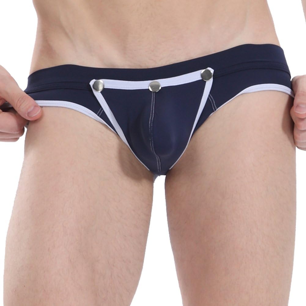 Santonis Men's Solid Low Rise Skinny Briefs Medium Deep Blue