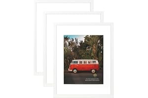 Scholartree White 11x14 Picture Frames Set of 3, Display 11x14 without Mat or 8x10 with Mat，Wall Gallery Photo Frames