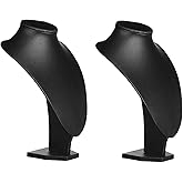 Comelyjewel 21cm Necklace Holder Jewelry Organizer Set of 2, Elegant Jewelry Organizers and Storage, Premium Jewelry Organizer for Women, Mannequin Bust Stand for Necklaces (Black Faux Leather)