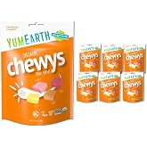 YumEarth Organic Chewys Fruit Flavored Candy Chews, 5oz Bag (Pack of 6) | Allergy Friendly, Gluten Free, Non-GMO, Vegan, Dye Free, Assorted Flavors