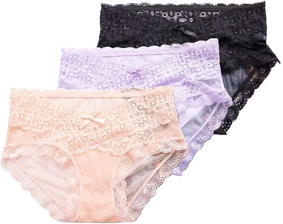 Amazon Angles レディースショーツ ローウェスト 女性パンツ 下着 レースの透け感 花柄 セクシー ショーツ福袋 3枚セット 3色 ショーツ 通販