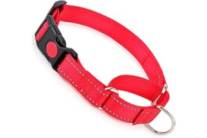 YOUALSO Martingale Collar for Dogs with Buckle, Reflective Dog Choke Collar Escape Proof No Pull Cinch Dog Training Collars Adjustable for Small Medium Large Breed Pet Dogs, Red XL