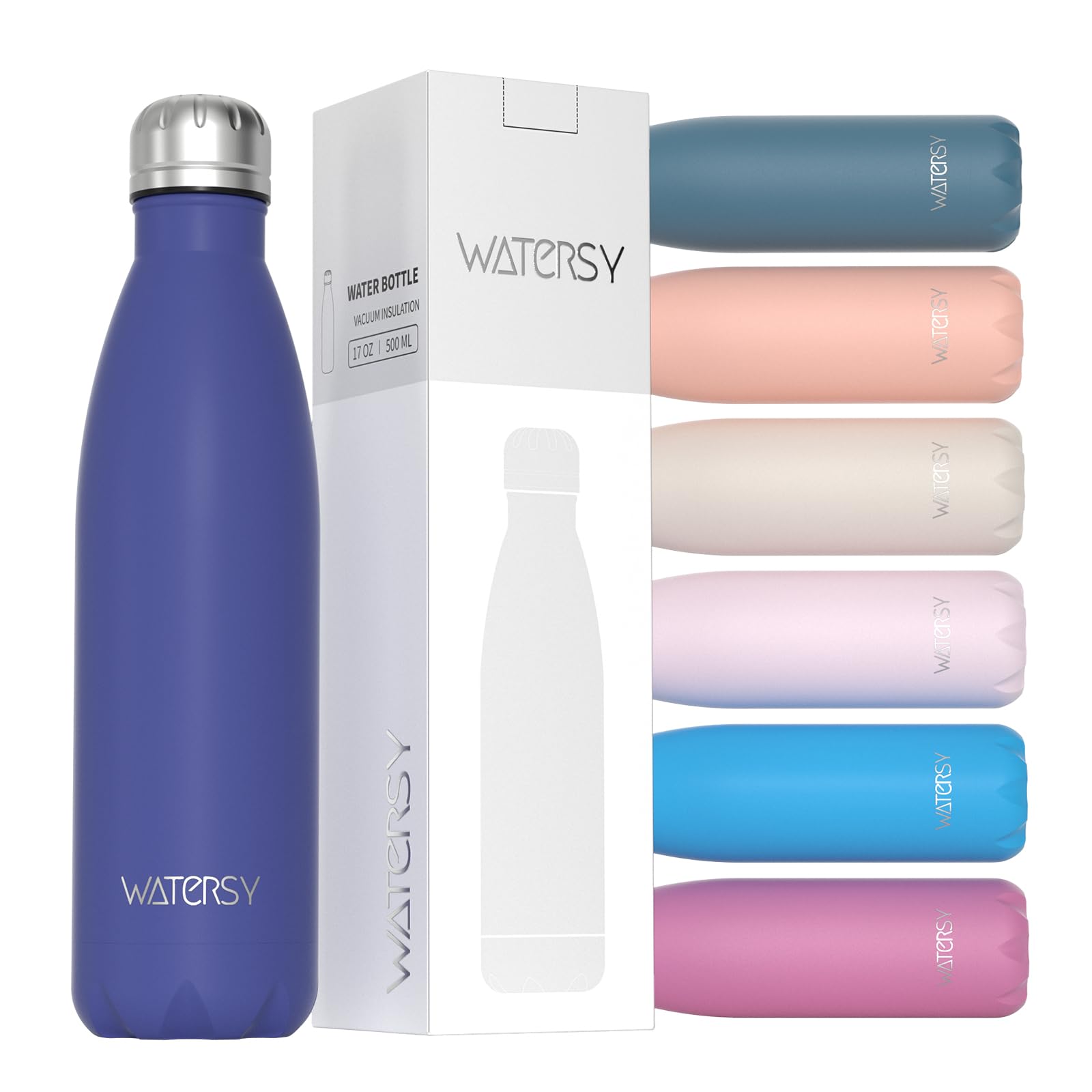 WATERSY Stainless Steel water bottle,17oz Insulated Water Bottles