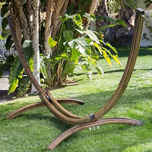 Island Bay Faux Woodgrain Metal Arc Free Standing Hammock Stand