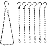 Black Chain for Hanging Plants, 6 PCS Small Chain for Hanging Basket, 24.5IN Hanging Chains with Hooks, Adjustable Plant Chain, Decorative Metal Hanging Basket Chain for Planter, Bird Feeder, Sign