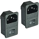 2pcs FILSHU Large Current Inlet Male Power Socket with 15A Rocker Switch and Fuse,15A 250V 3Pin IEC320 C14