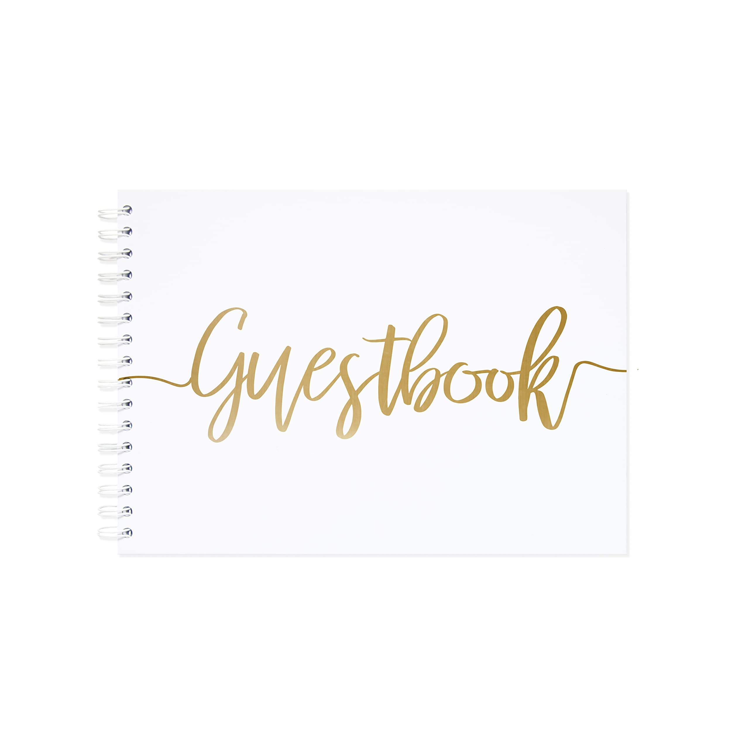 "Manta Makes Wedding Guest Book Hardcover Foil Guestbook or Polaroid Book 100 Pages 50 Sheets for Guests or Visitors to Sign at a Party, Baby Shower Hen Party or Life Event (Gold)"