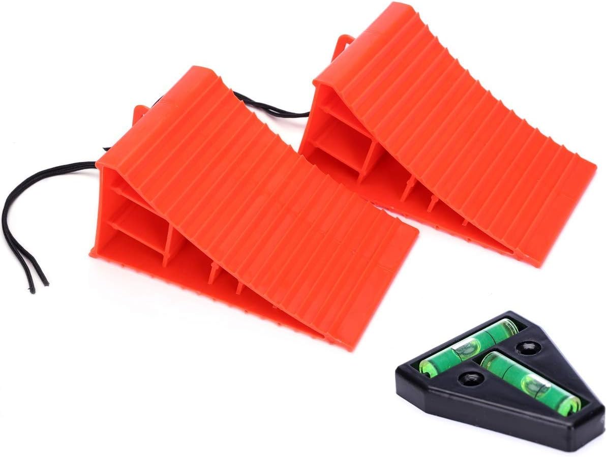 Homeon Wheels RV Camper Large Wheel Chocks with Handle and Rope for Safety-Car Chocks, Tire Chocks, Trailer Solid Heavy Duty Wheel Chocks-2 Packs.(Red): Automotive