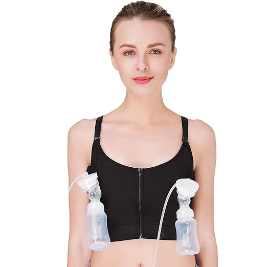 Hands Free Pumping Bra, Breastfeeding Bra, Wire-Free, with Or Without Strap of Breast Pumping Bra, Suitable for Breast Pumps by Medela,Lansinoh,Philips,Avent,Bellema,Spectra - Small or Medium