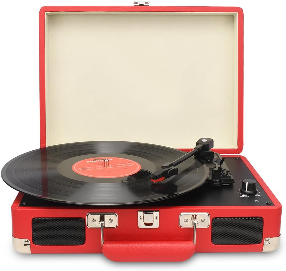 DIGITNOW!Vintage Turntable,3 Speed Vinyl Record PlayerSuitcase / Briefcase Style