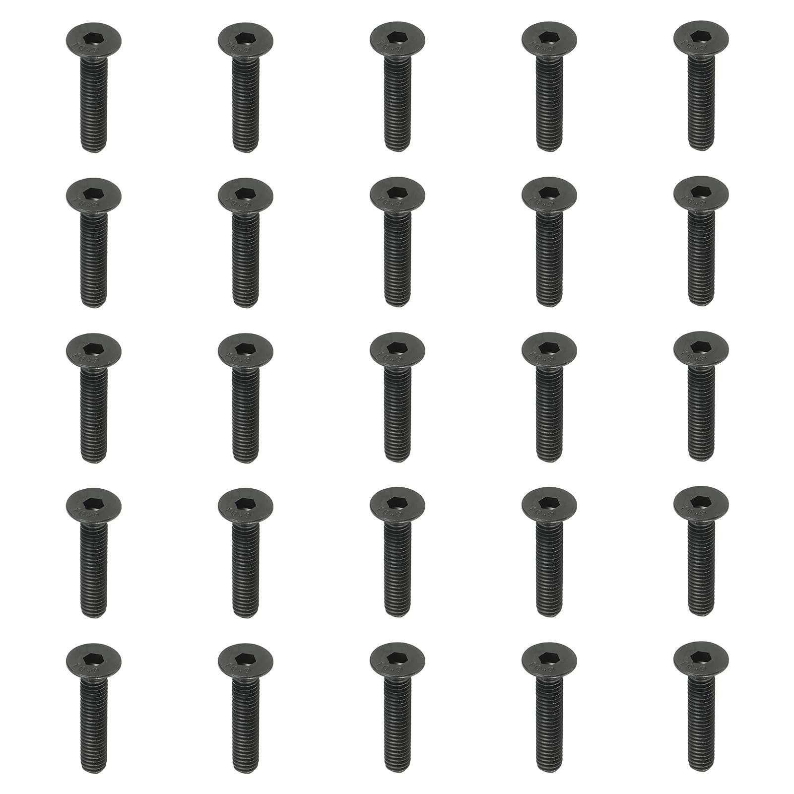 PATIKIL M6 x 30 mm Flat Head Socket Cap Screws, 20 Pack Flat Countersunk Bolts Medium Carbon Steel Hex Socket Drive Machine Screws Full Thread Black Oxide Grade 10.9