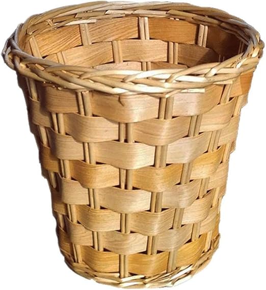 Garbage Container Rattan Wastebasket Retro Trash Can Home Office
