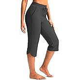 Pudolla Women's Swim Capris 18" Quick Dry UPF50+ Swimsuit Pants Long Board Shorts for Women with Pockets