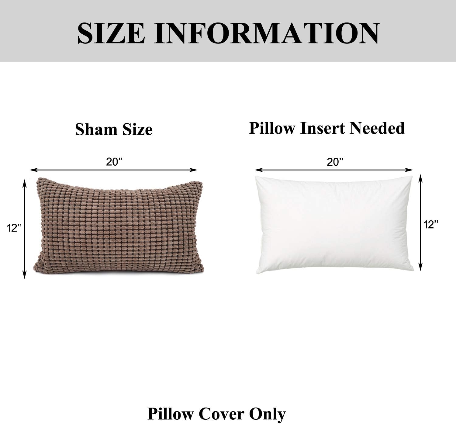 YOUR SMILE Cozy Bolster Pillow Cover Case for Couch Sofa Bed Comfortable Supersoft Corduroy Corn Striped Both Sides 12 X 20 Inches,Brown: Home & Kitchen