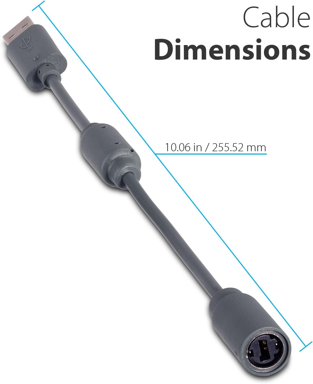 Fosmon Replacement Dongle USB Breakaway Cable for Xbox 360 Wired Controllers - Dark Grey (1 Pack): Electronics