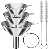 YLYL 6Pcs Metal Stainless Steel Funnel, Large Small Funnel Set of 3, Food Grade Mini Funnels for Kitchen Use Filling Bottles 