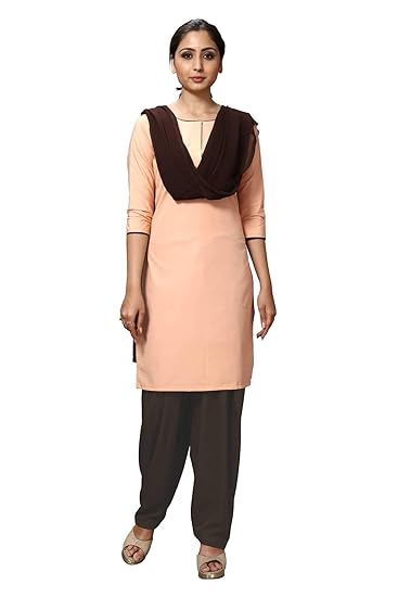 Uniform Sarees Corp Womens Poly Cotton Unstitched Salwar Kameez Dress Materials for Security Staff (Beige;Coffee)