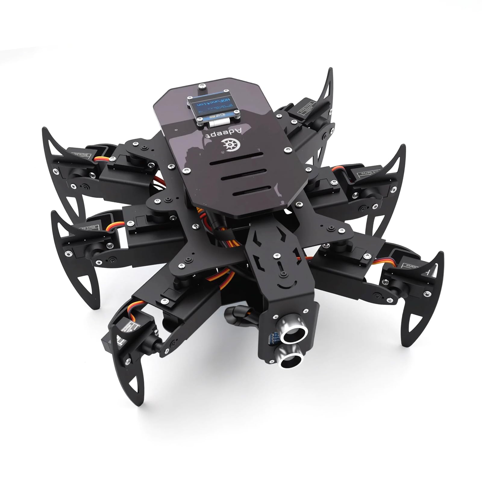 Adeept Hexapod Spider Robot Kit Compatible with Arduino, Spider Walking Crawling Robotic, Ultimate Programming Project STEAM Robotics Kit with OLED Display and Metal Body, PDF Manual