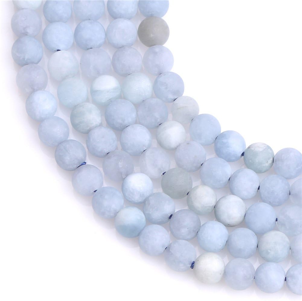 GEM-Inside 6mm Blue Aquamarine Stone Gemstone Semi Precious Matte Frosted Round Beads for Jewellery Making - Image 4