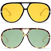 VANLINKER Oversized Trendy Polarized Aviator Sunglasses for Women Men Retro Round Sunglasses Vintage Shield Shades VL9798