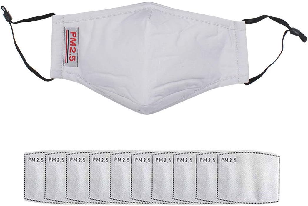 Suillty Cotton Reusable Anti PM 2.5 Breathing Face Mouth Cover for Outdoor Sports Cycling,1 Msk +10 Pcs Activated Carbon