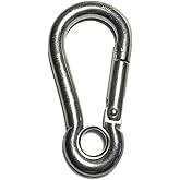 US STAINLESS Stainless Steel 316 Spring Hook with Eyelet Carabiner 3/8" (10mm) Marine Grade