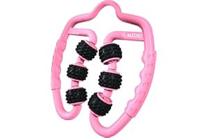 Upgraded MZDXJ Fit Roller Pro,Six-Wheel Fascia Muscle Roller, Cellulite Roller, Massage Roller for Relieve Muscle Soreness Thigh, Calf, Arm, Shoulder Reduce Cellulite,Deep Tissues Massage (Pink black)