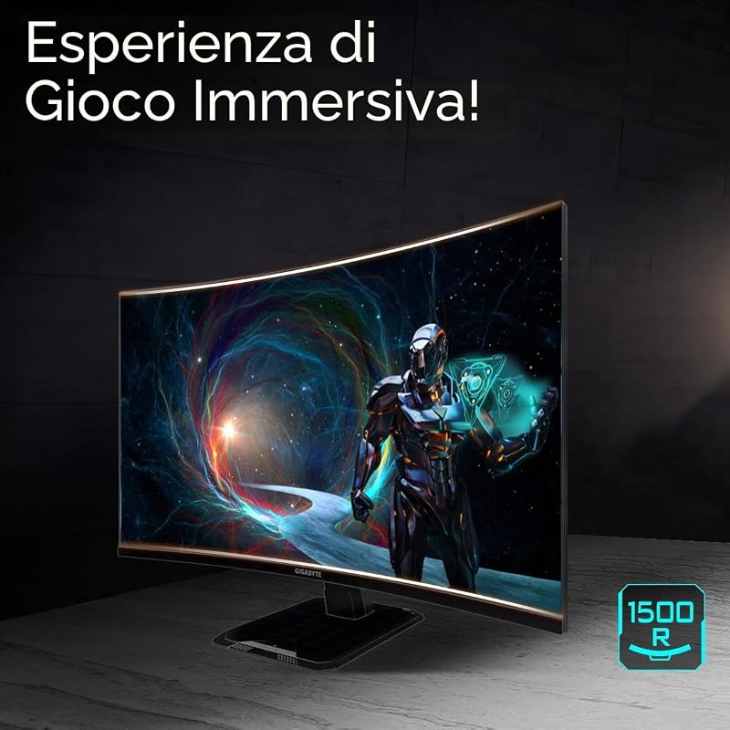 GS32QCA 31,5" Monitor Gaming Curvo QHD - 2560 x 1440, 180Hz, 1ms, 250 cd/m², FreeSync, HDR Ready, HDMI 2.0, Displayport 1.4