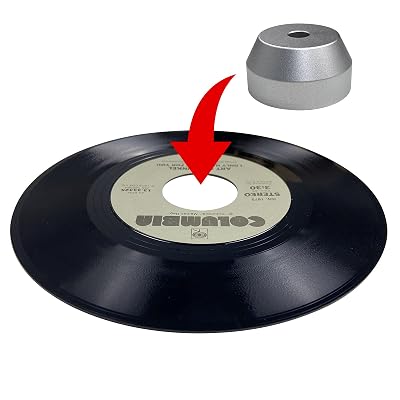 sdroceRyaM 45 RPM Record Adapter Solid Aluminum 7 Inch Vinyl Record Dome 45 Adapter for Turntables (Silver)
