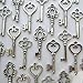 Salome Idea Skeleton Key Set in Antique Silver (30 Keys) 3 Different Styles - Vintage Style Key Replicas (Small Size, Silver Color)