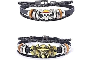 JinYu 4 Pack Anime Fan Bangles Jewelry Cosplay Prop Accessories Anime Bracelet Cuff Bangle Wrist Belt Jewelry Gift Men Braided Leather Bracelet Black With 10 pcs Stickers