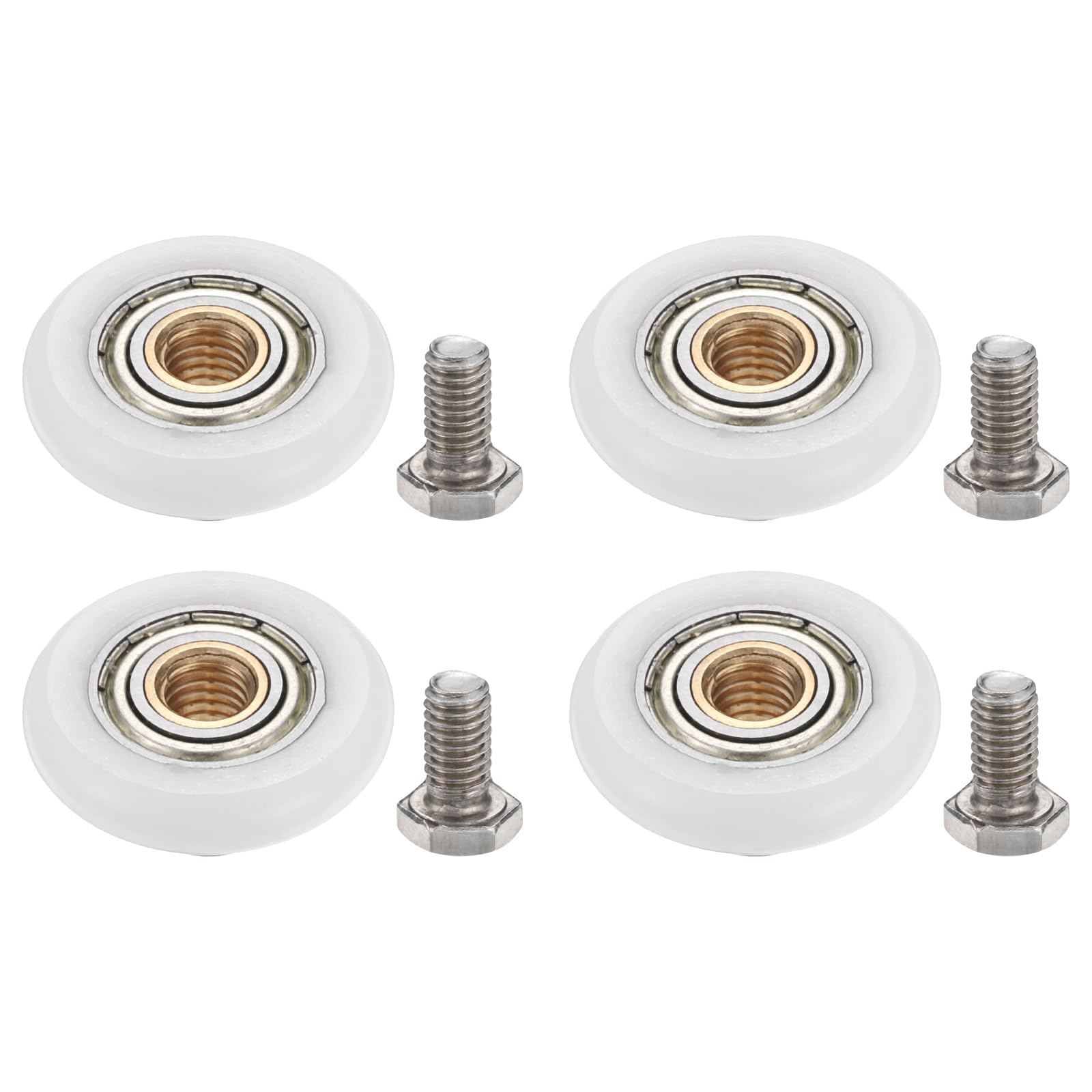 PATIKIL Shower Door Rollers 25mm/1", 4 Pack Bathroom Glass Sliding Door Pulleys Shower Glass Door Rollers Replacement for Bathroom Kitchen Glass Sliding Door, White