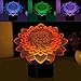 MOLLY HIESON 3D Lotus Flower Night Light Touch Switch Table Desk Optical Illusion Lamps 7 Color Changing Lights LED Table Lamp Xmas Home Love Birthday Children Kids Decor Toy Gift
