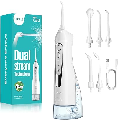 COSLUS C20 Water Dental Flosser 300ml Portable Cordless IPX7 Rechargeable