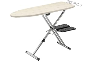 Rowenta Pro Compact Ironing Board with Hanger Rack 18 x 54 Inches Space Saving, Folding, 4 Legs IB9100,Beige