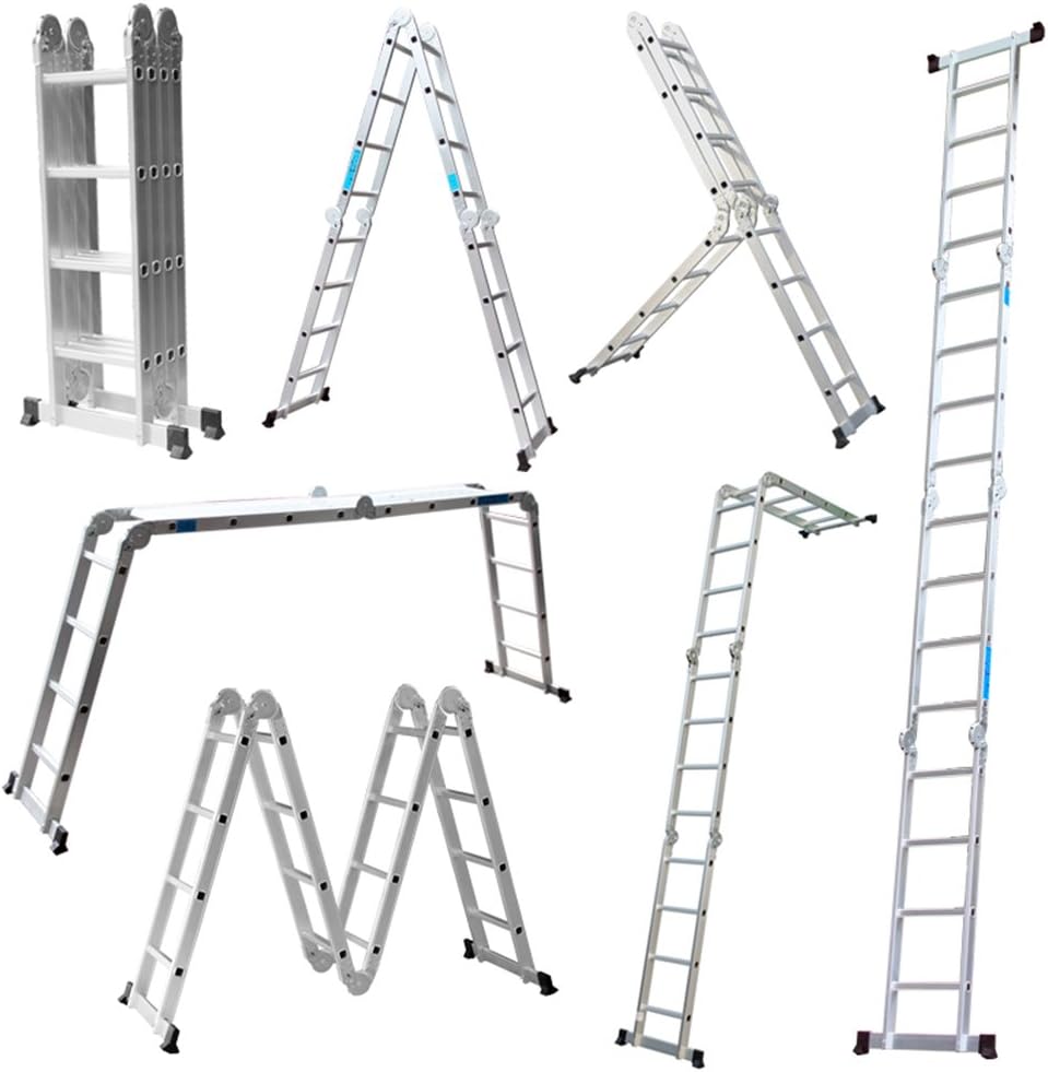Mctech® 6 in 1 Ladder 340 / 470 cm Adjustable Multi-Purpose Aluminium Folding Ladder Articulated Ladder Stepladder Scaffold Ladder Work Platform
