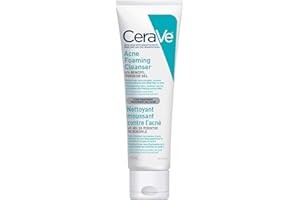 CeraVe 4% Benzoyl Peroxide Acne Treatment Foaming Cleanser Face & Body Wash, with Hyaluronic Acid and Niacinamide. Helps Clea