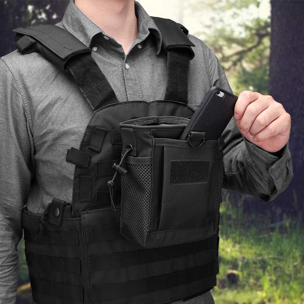 AMYIPO Tactical Hip Holster Bag Outdoor Pouch Molle Drawstring Magazine Dump Pouch, Military Adjustable Belt Utility Pouch (Black - 2PCS) : Sports & Outdoors