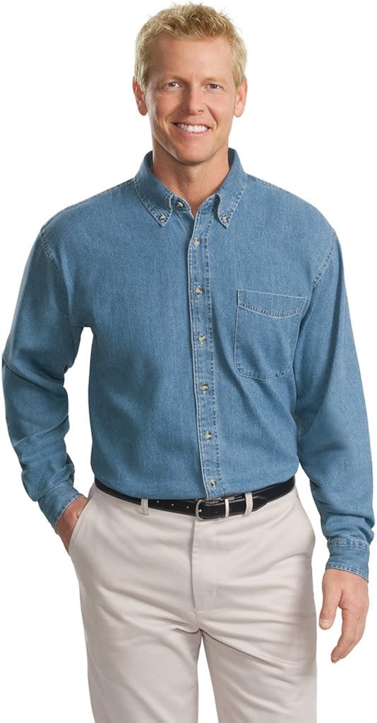 Big Mens Tall Long Sleeve Denim Shirt 