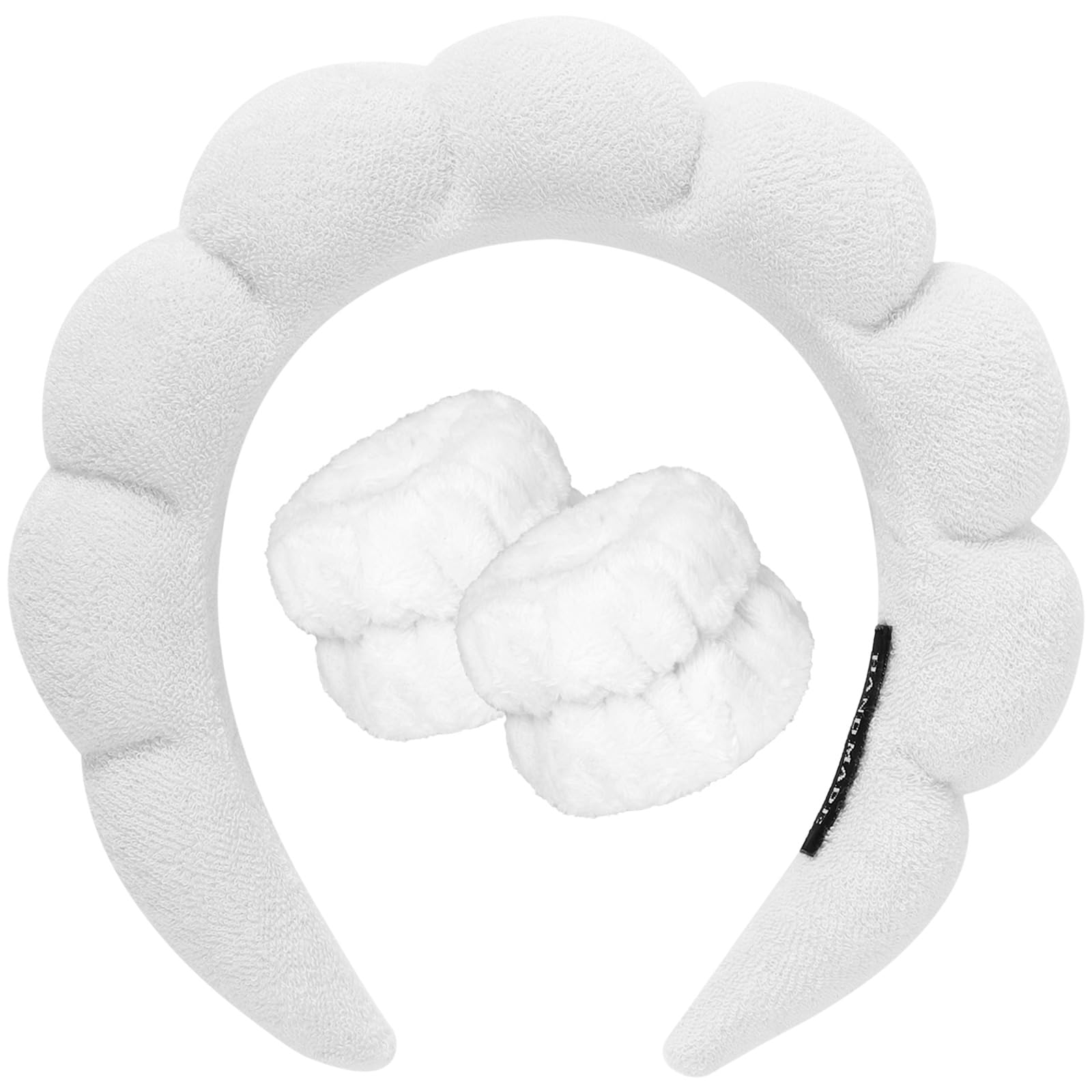 DRESHOW Spa Headband for Washing Face Wristband Set Sponge Soft Terry Cloth Makeup Skincare Non Slip Headband for Women