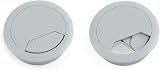 Emuca Ø60mm Round Grommet Grey Plastic Set of 20 for Desk Cable Management view 6