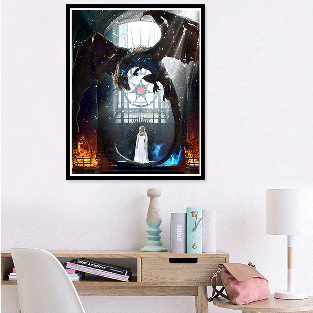 DIY 5D Diamond Painting Game of Thrones Series by Number Kits, Painting Cross Stitch Full Drill Crystal Rhinestone Embroidery Pictures Arts Craft for Home Wall Decor Gift (C, 30x40 cm)