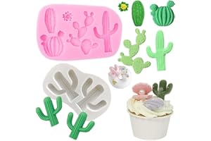 RHLOVY Cactus Silicone Fondant Moulds Cacti Hawaiian Cake Moulds Set for Making Sugar Chocolate Candy Gum Paste Cupcake Cake Decoration Supplies
