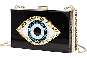 LETODE Clutch Purses for Women-Evil Eye Acrylic Clutch Glitter Purse Evening Bag Chain Shoulder Crossbody Handbags