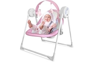 RIVIPLOU Baby Swing SpaceSaver Ultra-Compact Foldable Infant Swing (Fits in 5.3" Gaps!) 6 Speed Modes | Portable Newborn Swing for Travel/Car/Picnic (0-6M, 6-20lbs Pink)