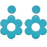 YUNXI Acrylic Flower Earrings Daisy Drop Dangle For Women Y2k Resin Floral Studs 60/70s Retro Flowers Earrings