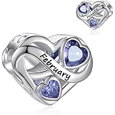 PHRUKAR Birthstone Charm for Charm Bracelet, 925 Sterling Silver Infinity Love Heart Charm for Bracelet and Necklace, Birthday Mother's day Christmas Jewelry Gifts for Women