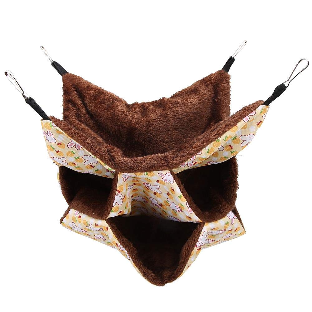 Pet Cage Hammock, Three Layer Warm Hammock Toy Swing Sleeping Bag Cage Accessories Supplies for Hamsters Rats Squirrels Chinchilla Parrots and Other Small Pets(Yellow)
