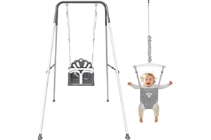 YOZOIA Foldable Toddler Swing Set and Baby Jumper, Indoor & Outdoor Use, Baby Bouncer Jumper, Safe and Durable Swing Set for Backyard (Gray)